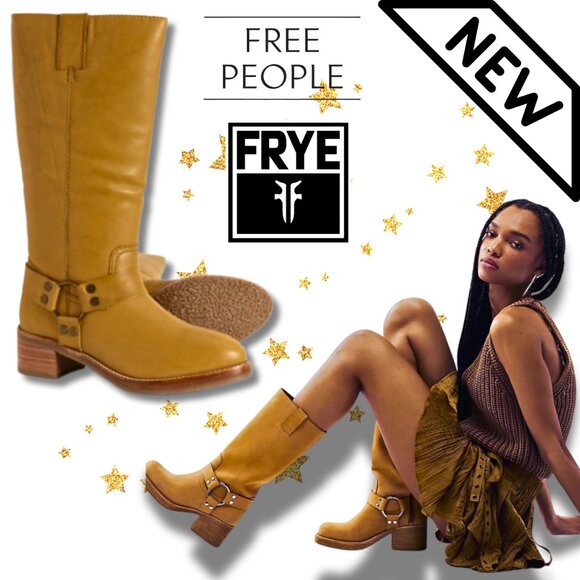 Frye Shoes - FRYE Free People Leather Camryn Tall Shaft Boots in Mustard NIB Campus 14L Style